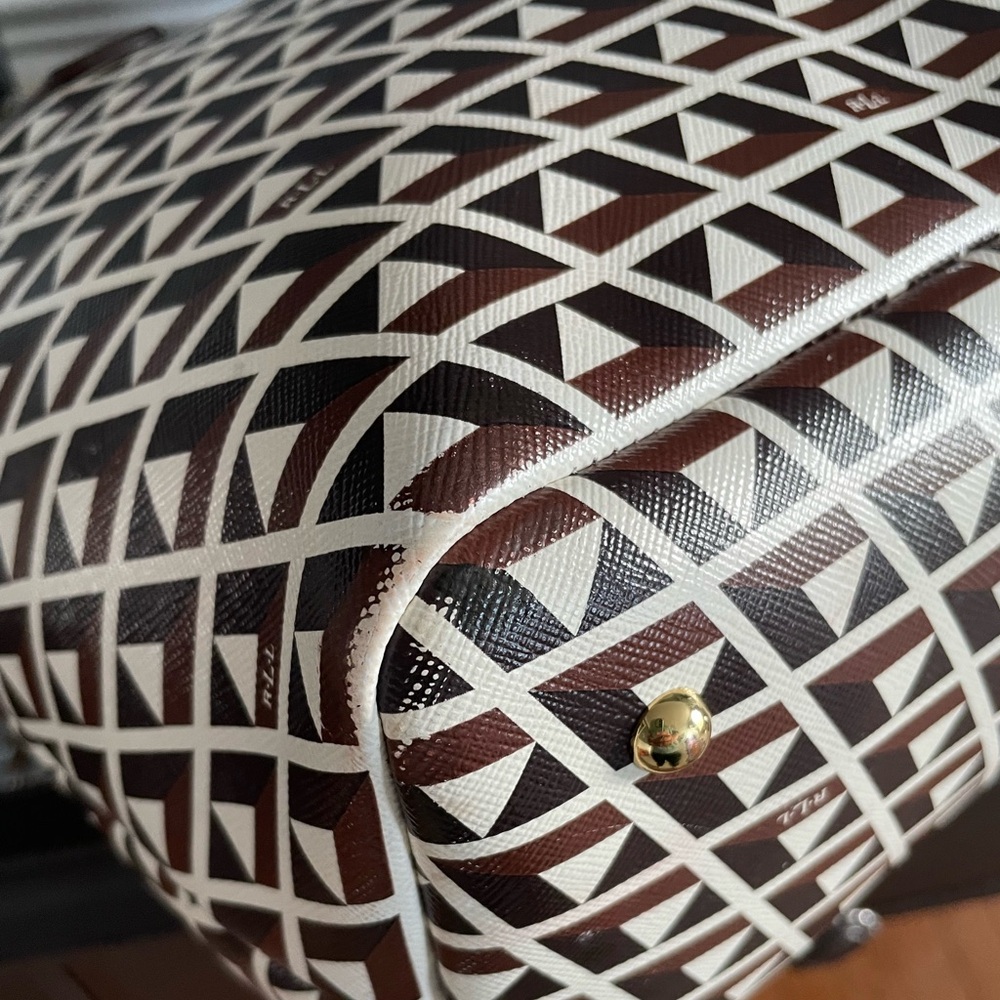 Ralph Lauren Brown, White & Tan Geometric Tote - Picture 9 of 11